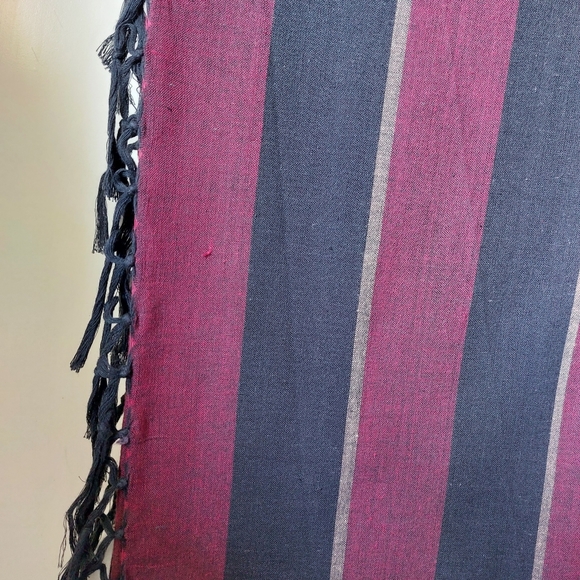 Handloom cotton saree in maroon and black stripes from Baragaon weaves - Picture 2 of 3